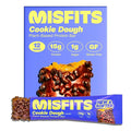 Misfits Vegan Protein Bars, Cookie Dough - Updated Recipe | Plant Based, Low Sugar & Carb, High Fiber Snacks | Pack of 12