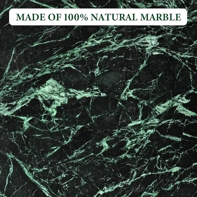 Koville Natural Green Marble Cutting Board for Kitchen Pastry Bread Macaron Display, 12" x 8" Real Stone Slab Marble Cheese Board for Home Countertop, Bathroom Perfume Tray Candle Plate