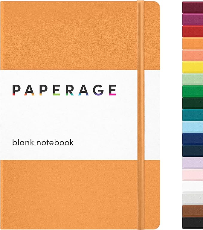 PAPERAGE Blank Journal Notebook, (Marigold), 160 Pages, Medium 5.6 in x 8 in - 100 GSM Thick Paper – Hardcover Journaling Notebook for Work, School, Note Taking or Sketching