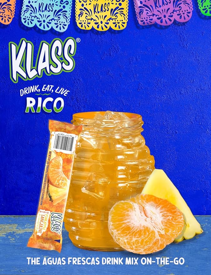 Klass Aguas Frescas | Drink Mix Pineapple Tangerine | Sugar Free! (40 Count Powder Stick Packs)
