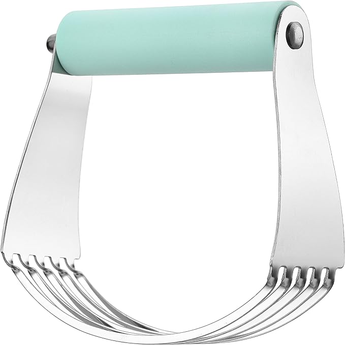 Spring Chef Stainless Steel Large Size Dough Blender For Baking, Professional Manual Dough Cutter Tool, Dishwasher Safe Puff Pastry Cutter Tool with Sharp Blades, Pastry Blender for Easy Mixing - Mint