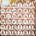 JULBEAR Birthday Cookie Stencils, 36 Pieces Reusable Coffee Decoration Stencils Templates Tools for Cookies Baking Painting Dessert Decoration DIY Birthday Party Decor