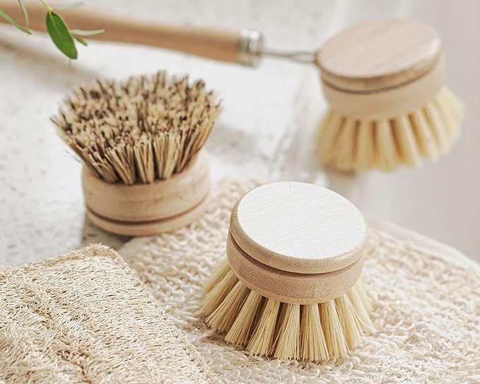 Jungle Culture Firm Bristle Replacement Brush Heads for Eco Dish Brushes • Wooden Kitchen Washing Up Brush Heads Pack of 4 • Interchangeable Bristle Refills • Dish Scrubbers • Zero Waste Cleaning