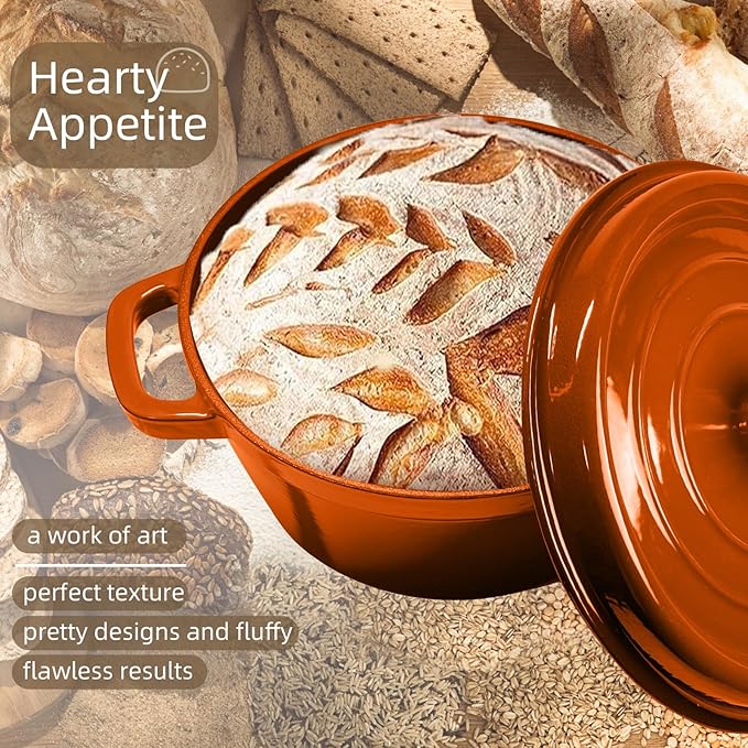 4 Color Complete sourdough bread makin Starter Kit,Sourdough Bread Baking Supplies for Beginner with Pot, Banneton Bread Proofing Baskets, Starter Jar, Scraper, Bread Making Tools & More (Orange)