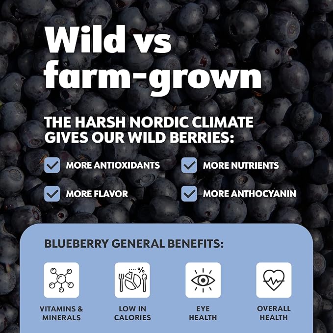 LOOV Organic Wild Blueberry Powder - 41-Day Supply, 8.8 Oz, Good for Smoothie & Breakfast, Freeze-Dried, from Northern Europe, No Added Sugar