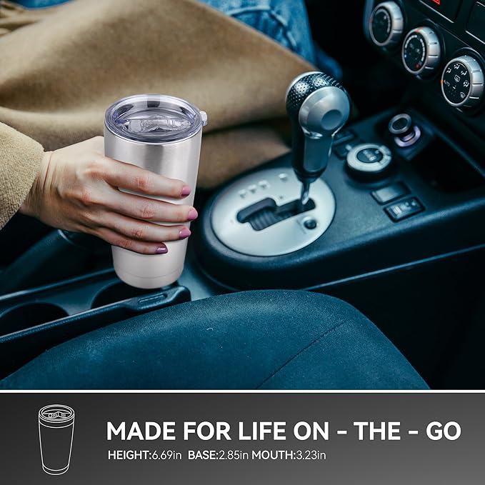 20 oz Tumbler Stainless Steel Tumblers Bulk with Lid Double Wall Insulated Coffee Tumbler Cups for Hot & Cold Drinks Powder Coated Travel Coffee Tumbler Mug Metal (Stainless Steel, 12 pack)