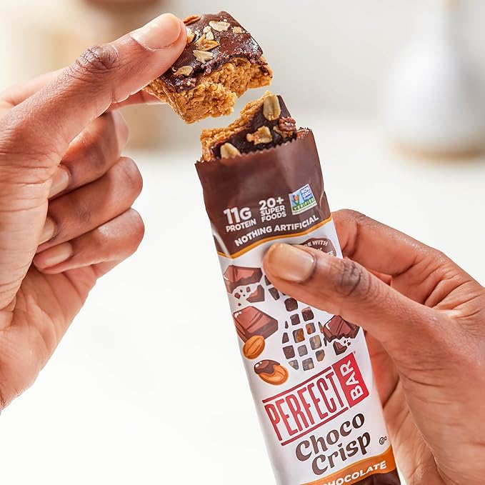 Perfect Bar Choco Crisp, Dark Chocolate Nut Butter Protein Bar, Protein Snack, Gluten Free, Soy Free, Non GMO, No Sugar Alcohols, 1.9 Ounce Bar, 10 Count