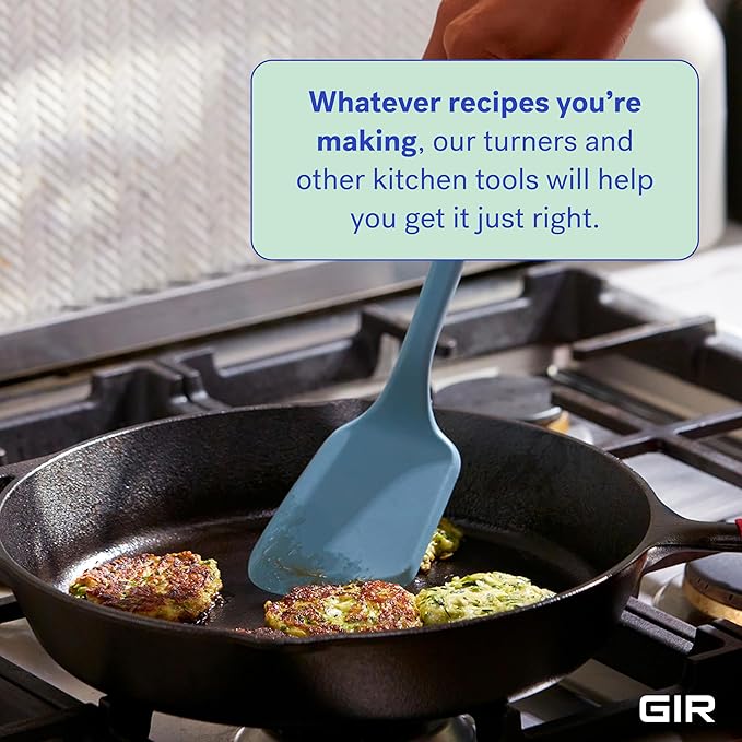 GIR: Get It Right Silicone Cooking Spatula Turner - Mini 11-In Slate - One-Piece Design & Heat-Resistant up to 425°F - Versatile Pancake Flipper & Baking Spatula With Ergonomic Handle