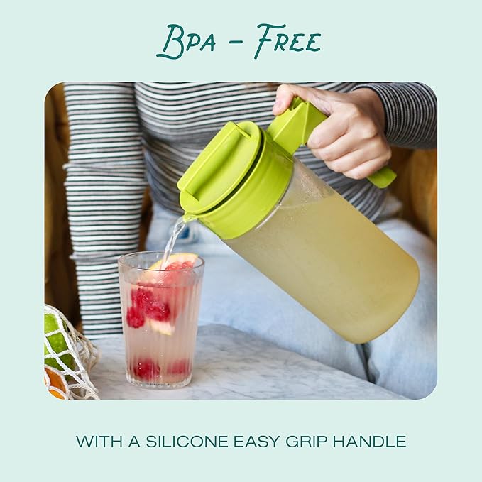 Takeya Patented and Airtight Pitcher Made in the USA, 2 Quart, Blueberry, 10034