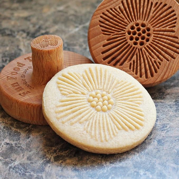 Wood Cookie Stamp, 2.5 Inch (Flower Design CS-121)