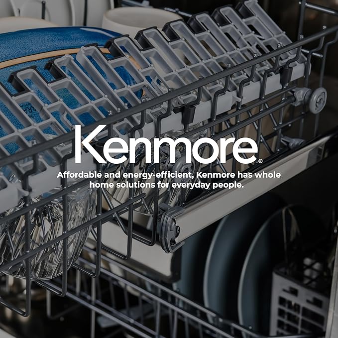 Kenmore 22-14629 24" Built-in Dishwasher-Quiet Tub with TurboDry, Leak, & SmartWash Soil Detection-15 Place Settings-49 DBA-Energy Star Certified, 24.61"D x 23.55"W x 33.88"H, Black