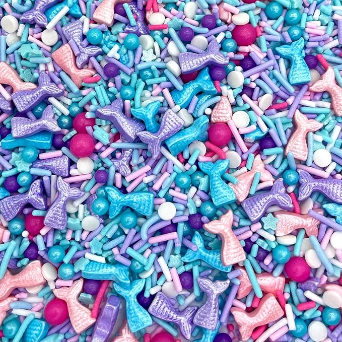Manvscakes Sprinkles- Edible Cake and Cupcake Sprinkles with Assorted Shapes and Sizes for Parties, Metallic Sprinkle Mix for Cookies, Ice Cream, Cake and Cupcake Decorating, 4 oz (Mermaid)