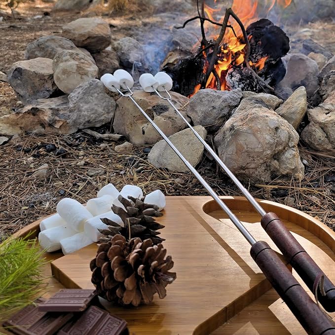Smores Sticks For Fire Pit [Set Of 7] - Marshmallow Roasting Sticks For Campfire, Classic Smore Sticks - Hot Dog Sticks For Campfire - SUMPRI Campfire Sticks