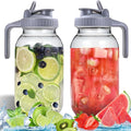 64OZ Glass Pitchers with Lid, Wide Mouth Water Jugs, Leak-Proof Airtight Mason Jars for Cold Brew Coffee, Iced tea, Milk, Food Storage, Sun Tea Jar，Set of 2.