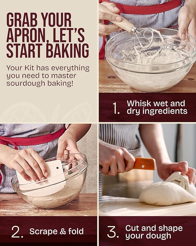 Superbaking Banneton Bread Proofing Basket Set with Silicone Dough Sling, 9" Splinter-Free Proofing Basket, Non-Stick Dutch Oven Liner, Sourdough Starter Kit, Sourdough Bread Baking Supplies & Tools