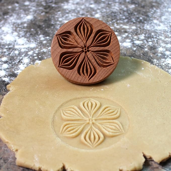 Wood Cookie Stamp, 2.5 Inch (Flower Petals CS-002)