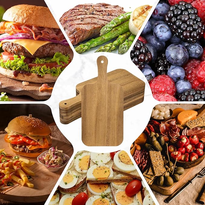 Lounsweer 6 Pcs Thicken Cutting Board Bulk Wood Board for Chopping Serving Charcuterie Material for Laser Engraving Mother' Day Wedding Housewarming Gift
