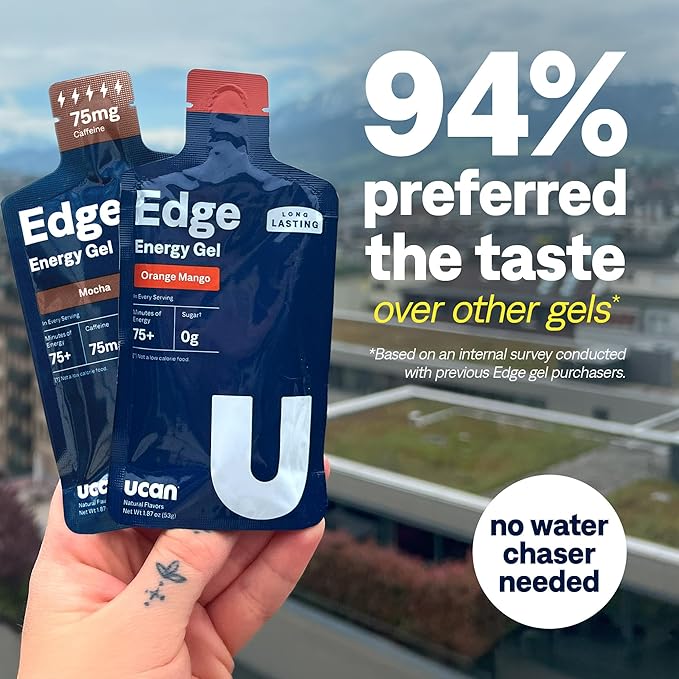 UCAN Edge Energy Gel Shots, Variety Pack (18, 2 Ounce Packets) for Running, Training, Workouts, Fitness, Cycling, Crossfit | Sugar-Free, Vegan, & Keto Friendly Energy