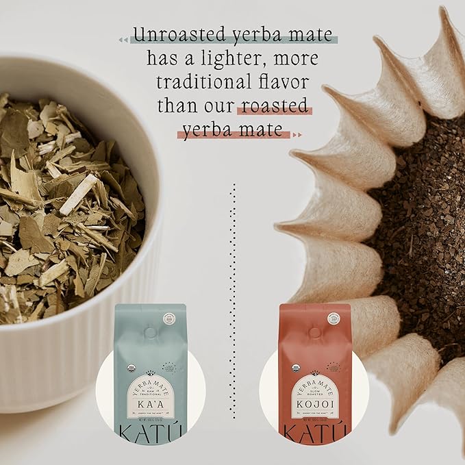 Katú Ka'a Premium Organic Loose-Leaf Raw Yerba Mate Tea, Air-Dried, Unroasted, Smooth Traditional Taste, Natural Energy, 17.6 oz (500g)