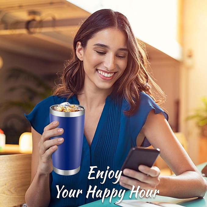 20 oz Tumblers Bulk Stainless Steel Tumbler with Lid Double Wall Vacuum Insulated Coffee Mug 20oz Powder Coated Cup for Hot and Cold Drinks (Blue, 12 pack)