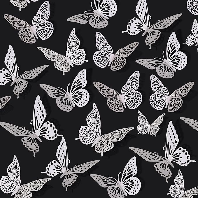 SAOROPEB 3D Butterfly Wall Decor - 48 Pcs, 4 Styles, 3 Sizes - Removable Stickers for Birthdays & Parties