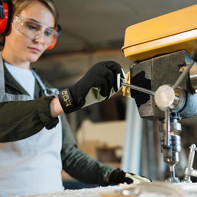 HANDLANDY Work Gloves for Men & Women, Utility Mechanic Working Gloves Touch Screen, Flexible Yard Work Gloves
