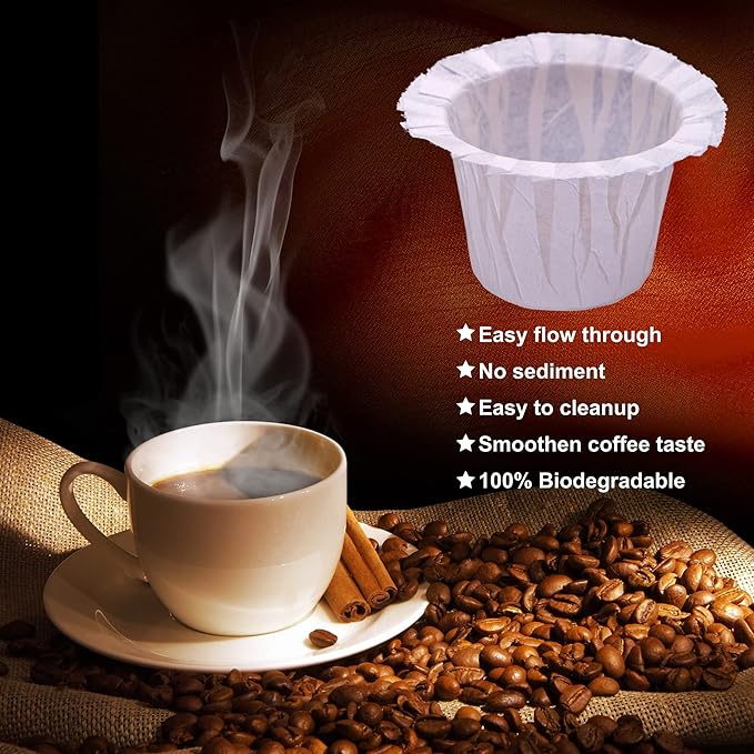 200 Count Disposable Coffee Paper Filters with 2 Pack Reusable K Cups Filters,Compatible with Keurig Brewers Single Serve 1.0 and 2.0