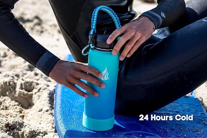 HYDRO CELL Stainless Steel Insulated Water Bottle with Straw - For Cold & Hot Drinks - Metal Vacuum Flask with Screw Cap and Modern Leakproof Sport Thermos for Adults (Teal/Blue 40oz)