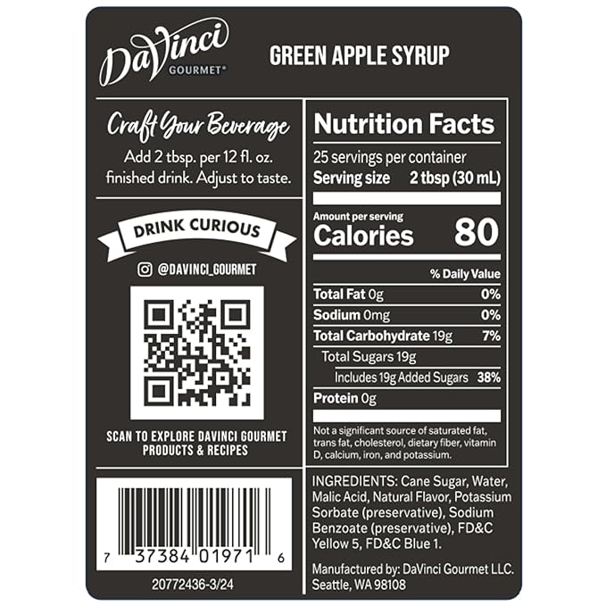 DaVinci Gourmet Green Apple Syrup, 25.4 Fluid Ounces (Pack of 1)