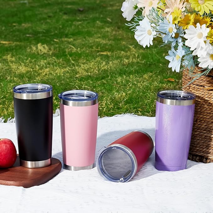 MEWAY 20oz Tumbler Cup Double Wall Vacuum Insulated Travel Mug Bulk, Stainless Steel Tumblers with Lid and Straw, Durable Powder Coated Coffee Cups for Cold & Hot Drinks (Silver, 1)