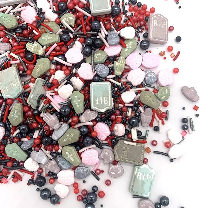 Sprinkles I 3.5 oz I Red And Black Sprinkle I Skull Bloody I Cake Cupcake Toppers Cookie Dessert Decorations