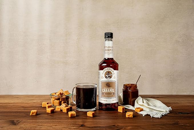 Tippleman's Sugar Free Caramel Coffee Syrup, Zero-Sugar, Great for Drinks, Lattes & Espressos – 750ml Bottle Fits Pump
