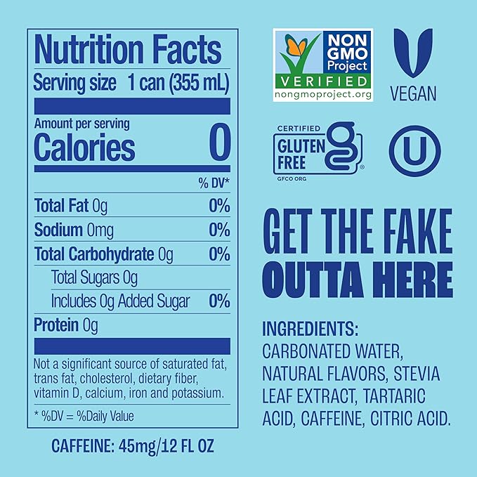 Zevia Zero Sugar Soda, Cola, 12 oz Cans (24-Pack) – Naturally Sweetened, Zero Calorie Sugar Free Soda - Non-GMO Project Verified, Gluten-Free, Vegan