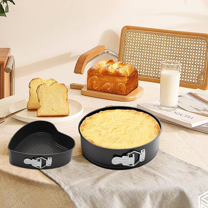 Heart Springform Cake Pan Set of 3 Non Stick Durable Cake Baking Pans with Removable Bottom Cake Molds for Baking