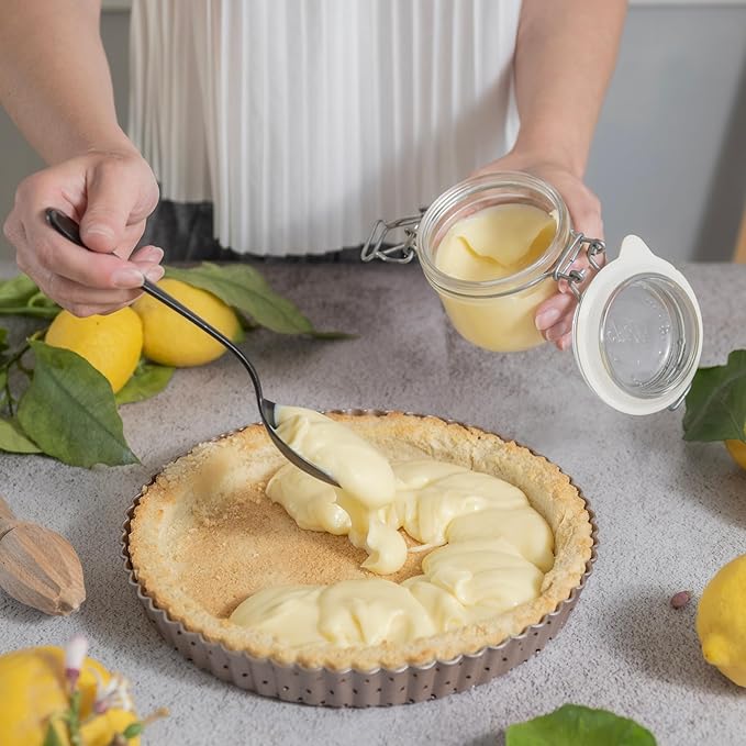 Nonstick 9 Inch Tart Pan with Removable Bottom | PFOA & BPA Free Non Toxic Fluted Pie & Quiche Tin | Best Perforated Non Stick Nontoxic 9in Molds with Holes for Baking