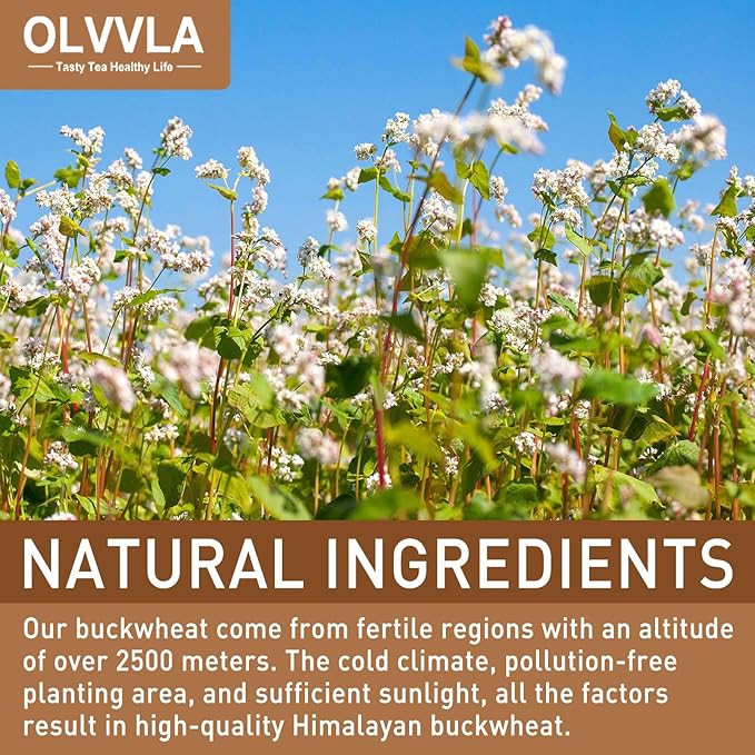 Olvvla - Himalayan Tartary Buckwheat - 8oz/227g - Premium Roasted Buckwheat Tea - Gluten-Free - Caffeine Free - Rich Aroma of Roasted Buckwheat