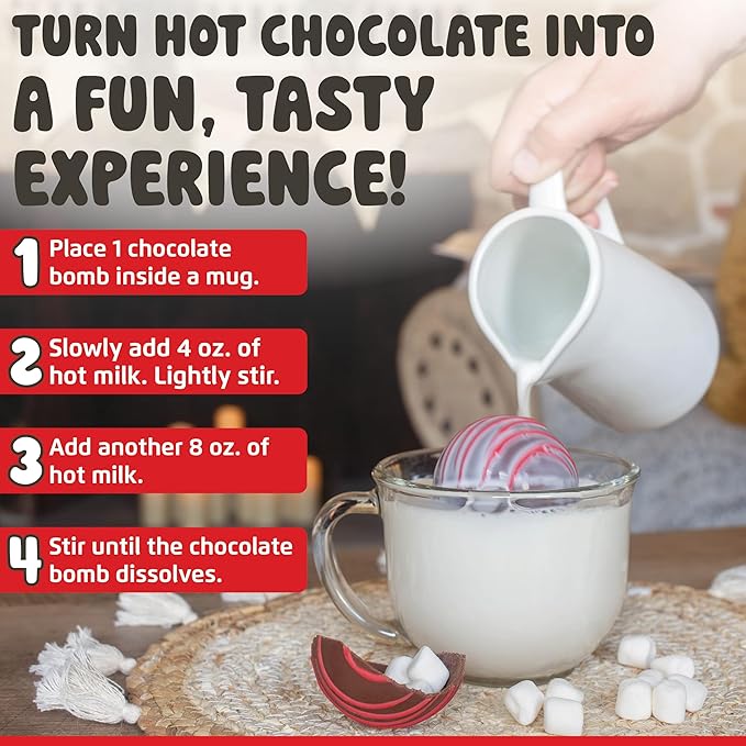 Hot Chocolate Bombs by Chocolate Works, Premium Hot Cocoa Bombs with Marshmallows, Made with Real Milk Chocolate, Dark Chocolate and White Chocolate, Pack of 3 Cocoa Bombs
