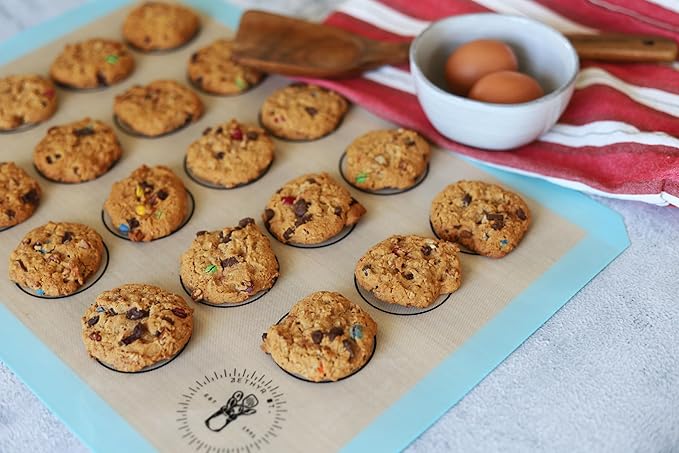 Silicone Baking Mats for Cookies, 3/4 Baking mat size, 3 Pack, Non-Stick, Food Safe Oven Safe All Purpose Liners for baking sheets - Easy Clean, Mess-Free Baking Sheet Liners (13.7 x 19.5 In)