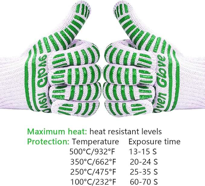 CZSYZCZS Extreme Heat Resistant Oven Gloves - 932F - Cooking Gloves for BBQ, Grilling, Baking,Cutting, Smoker Fireplace