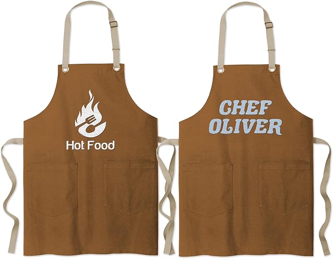 TEEAMORE Custom Embroidered Kitchen Apron Add Your Name Logo Design Cooking Baking Kitchen Chef Apron Gifts