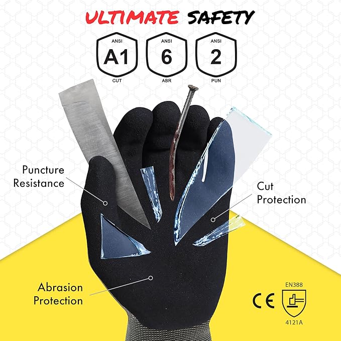 Quest Protective Apparel Cut Resistant Gloves - Puncture Resistant Cutting Gloves Work - Constructed with Graphene Technology