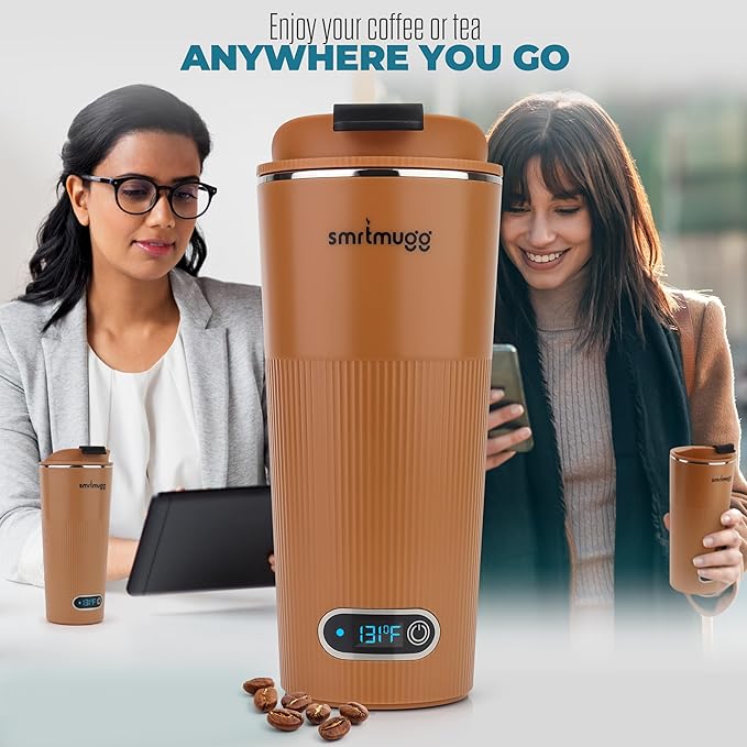 GO Heated Coffee Mug, Travel Mug, 13.5 OZ. Smart Mug, Battery Powered Heated Coffee Mug, Great for Coffee and Tea, Snap on Magnetic Charging Cord, New and Improved (Pumpkin Spice)