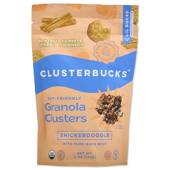 Clusterbucks Superfood Clusters – Grain-Free, Keto-Friendly Granola with Regeneratively Grown Sprouted Buckwheat– Gluten-Free, Low-Carb, Organic Healthy Snack (6 Ounce (Pack of 1), Snickerdoodle)
