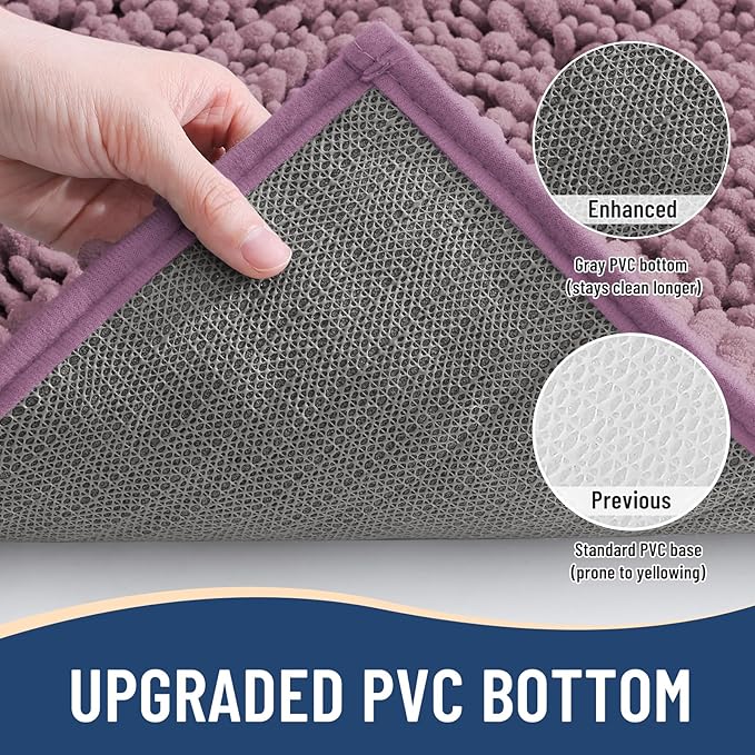 Arotive Luxury Chenille Bathroom Rug Mat, Extra Soft Thick Absorbent Shaggy Bath Rugs, Non-Slip Machine Wash Dry, Plush Bath Mats for Bathroom, Shower and Tub, 30x20, Deep Plum