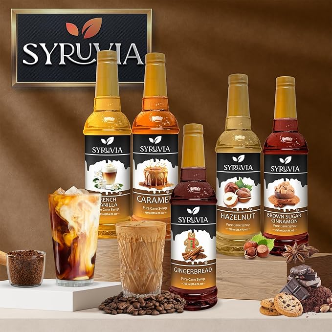 Syruvia Pumpkin Spice Syrup for Coffee 25.4 Ounces Pumpkin Spice Flavored Coffee Syrup