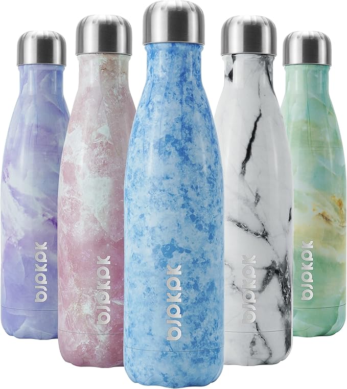 BJPKPK 17oz Insulated Stainless Steel Water Bottles,Sports Water Bottles Keep Cold 24 Hours and Hot 12 Hours,Ice Blue