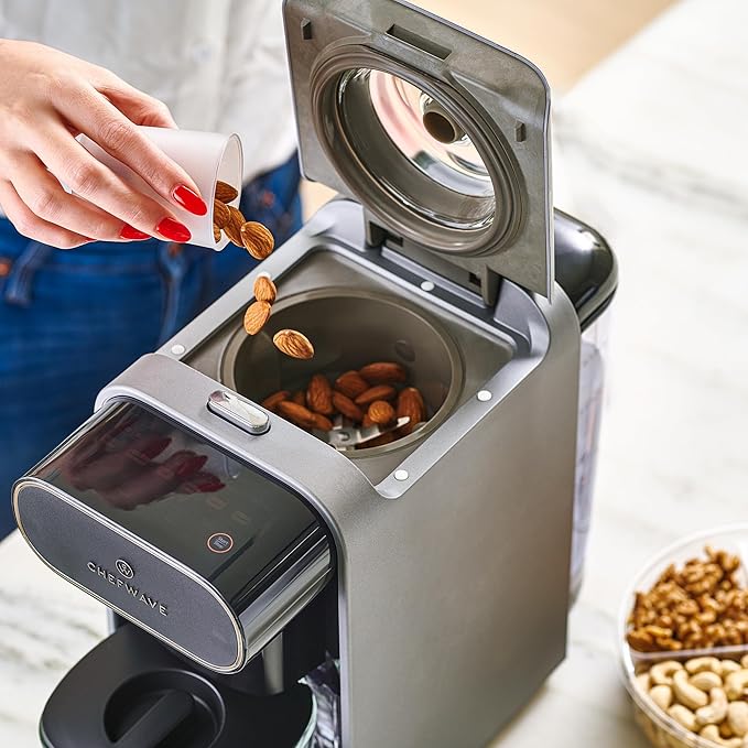 ChefWave Milkmade Non-Dairy Milk Maker – 6-in-1 Vegan Plant-Based Milk Machine with Auto Clean, Delay Start & Glass Pitcher – Almond, Oat, Soy, Cashew, Coconut, Macadamia Milk Maker & Nut Platter