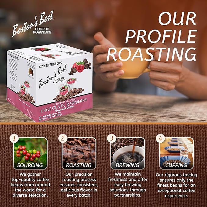 Boston’s Best - Chocolate Raspberry Flavored Coffee Medium Roast Gourmet, Compatible with Keurig Coffee Maker, 1 Count (42 Single Serve Cups)