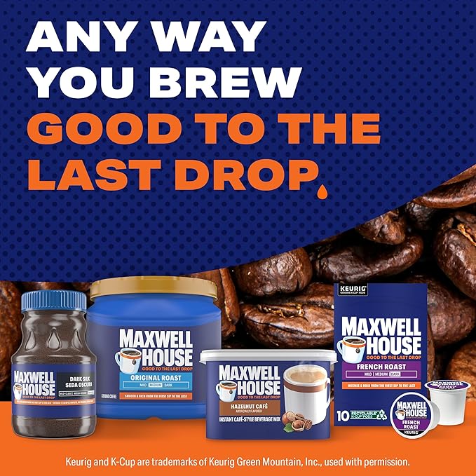 Maxwell House Instant Cafe-Style Beverage Mix, Easy to Prepare, 1 Canister, for Quick Morning Coffee or Afternoon Treat, Hazelnut Cafe, Kosher Dairy, 9 oz