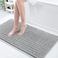 Arotive Luxury Chenille Bathroom Rug Mat, Extra Soft Thick Absorbent Shaggy Bath Rugs, Non-Slip Machine Wash Dry, Plush Bath Mats for Bathroom, Shower and Tub, 47x20, Light Grey